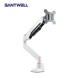 Support de moniteur articulé blanc à ressort à gaz pour écran de 17 à 32 pouces, jusqu'à 9 kg, pivotant, inclinable et rotatif, avec pince de fixation - Product Image 1