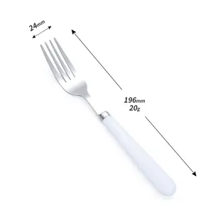 Food Grade grosir gagang plastik baja nirkarat sendok garpu set pisau sendok garpu