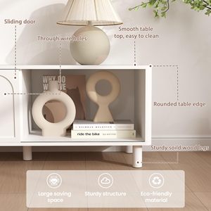Meuble <span class=keywords><strong>TV</strong></span>, centre de divertissement, grand rangement, console multimédia pour salon, portes coulissantes, étagères réglables, bois moderne - Product Image 2
