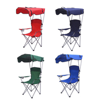 Chaise de camping pliante HOMFUL FCS Recycle pour pique-nique en plein air, pêche, plage, avec pare-soleil, en métal, économique