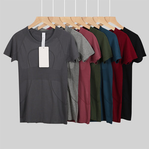 Wholesale Lulu New Women's Short Sleeved Athlete <strong>Tech</strong> Top Breathable Fitness Yoga <strong>Outfit</strong> With Gingham Pattern for T-shirt - Product Image 2