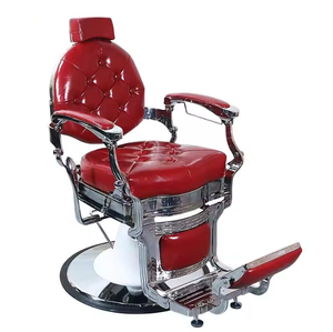 Muebles de Peluquería Retro Profesionales, Silla de Barbería Resistente en Color Marrón, Blanco, Dorado, Verde y Gris - Product Image 2