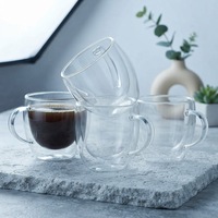 Lot de tasses à café en verre à double paroi pour expresso, vente en gros