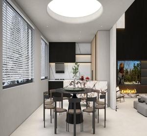 BAILOM Set <span class=keywords><strong>di</strong></span> Mobili da Cucina Modulari Moderni <span class=keywords><strong>di</strong></span> <span class=keywords><strong>Lusso</strong></span> Personalizzati con Top in Marmo Nero, Design Ecologico per Soggiorni Compatti a Piano Unico - Product Image 1