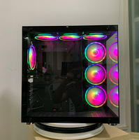 Boîtier de PC transparent AntarcChill en verre avec ventilateur RGB et bande RGB et verre trempé, boîtier de PC rétro en plastique ATX