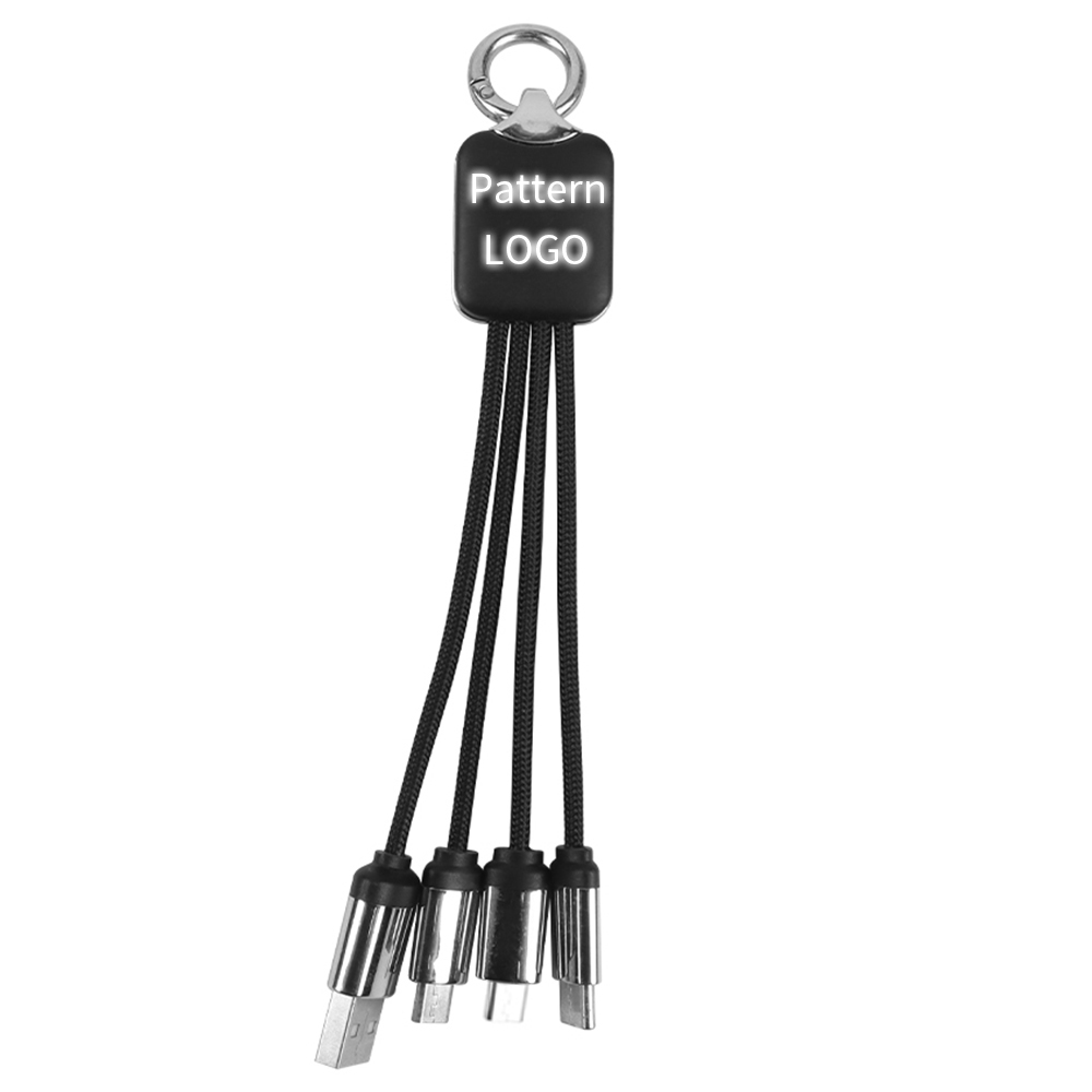 Câble de charge LED court carré noir multi-lumineux
