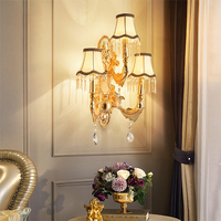 Lámpara de pared de cristal de lujo, lámpara de noche Retro europea para sala de estar, dormitorio, pared de fondo, pasillo, Villa, Hotel, iluminación
