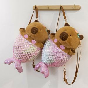 ตุ๊กตาคาปิบาร่านุ่มนิ่มใยฝ้าย PP สำหรับเด็ก (7-14 ปี) กระเป๋าเป้สะพายหลังรูปนางเงือกน่ารัก ตุ๊กตากอดได้ ขายส่ง - Product Image 1