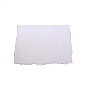 Deckle Edge Cotton Handmade Paper White DIY Art Wedding Invitation Card Making 100% Cotton Uncut Craft Paper with Burt Edges