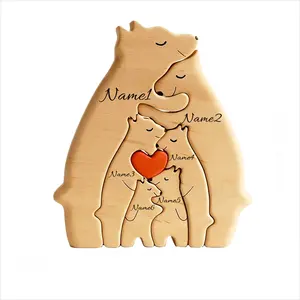 2023 New Personalized Family Name Puzzle Wooden Bears Child Puzzle Gift For Family