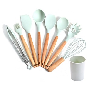 Kitchenware Wholesale Nonstick <b>Silicone</b> Utensils Cooking <b>Tool</b> Sets Cooking Utensils Set with Wooden Handles - Product Image 3