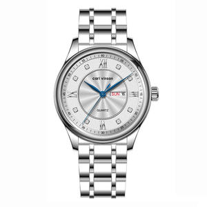 นาฬิกาผู้ชายเพชรชุดนาฬิกาควอตซ์ปฏิทินคู่ทันสมัยนาฬิกาข้อมือธุรกิจกันน้ำ - Product Image 3