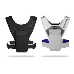 2024 Top Sale Lightweight Reflective Sports Running Vest Chest Phone Holder Running Vest Phone Holder For Jogging Hiking Cycling