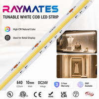 Bande lumineuse LED COB personnalisée RAYMATES 24V, double couleur réglable, CRI90, 640 LED, 15W, flexible, pour escaliers et plafonds