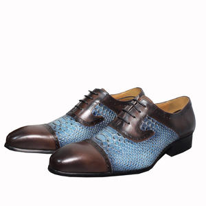 Chaussures en cuir pour hommes à motif <span class=keywords><strong>serpent</strong></span>, bout pointu, colorées, pour affaires et décontracté, en cuir véritable sculpté - Product Image 6