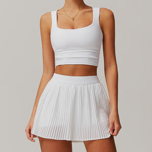 Completo da Tennis da Donna <span class=keywords><strong>con</strong></span> Logo Personalizzato, Top Sportivo <span class=keywords><strong>con</strong></span> Reggiseno, Gonna a Pieghe <span class=keywords><strong>con</strong></span> <span class=keywords><strong>Tasche</strong></span> Nascoste e Pantaloncini per Pickleball e Golf - Product Image 3