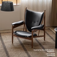 Fauteuil de chef africain style italien en tissu antistatique avec pieds en bois de frêne pour salon, balcon, loisirs, mobilier de maison SFY018