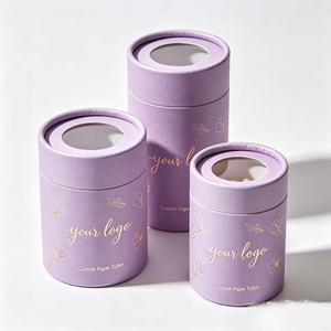 Custom Eco-Friendly Round Paper Tube Box with Gold Foil Printing and Clear <b>Window</b> Lid for Gift Packaging - Product Image 4