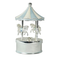 Mécanisme musical décoratif de carrousel de noël, boîte à musique de cheval de carrousel rotatif rond pour décoration de noël et cadeau