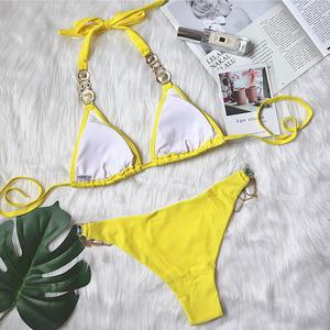 Nouveau Ensemble 2 Pièces Halter 2026 avec Chaîne Diamantée en Cristal – <span class=keywords><strong>Bikini</strong></span> Sexy - Product Image 3