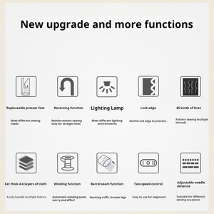 UFR-818จักรเย็บผ้าขนาดเล็กอเนกประสงค์ขนาด45เกลียวสองเข็มสำหรับใช้ในบ้านพร้อมการเย็บแบบโอเวอร์ล็อกและรูกระดุม - Product Image 5