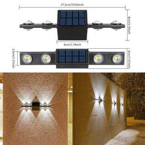 Nouvelles lampes murales solaires carrées <span class=keywords><strong>d</strong></span>'<span class=keywords><strong>extérieur</strong></span>, <span class=keywords><strong>design</strong></span> séparé, bande longue, 8 LED, polysilicium, blanc chaud, étanches IP65, dimmables, CRI 90 élevé - Product Image 1