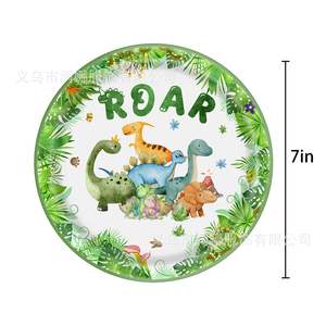 Novo Conjunto de Decoração para Festa de Aniversário Infantil com Dinossauros em Estilo Europeu, 10 Peças de Plástico e Papel, Incluindo Bandeira e Toalha de Mesa - Product Image 2