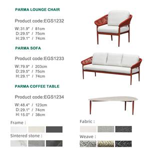 Express Garden Modern Hotel Mobilier d'extérieur Ensemble de canapés rouges Meubles de cour de luxe tissés en corde Ensemble de canapés d'extérieur - Product Image 2