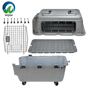 Nouvelle cage de transport <span class=keywords><strong>pour</strong></span> animaux de compagnie en plastique ABS à motif uni, avec porte en fer amovible et fermeture à bouton, <span class=keywords><strong>pour</strong></span> chats et chiens, idéale <span class=keywords><strong>pour</strong></span> la voiture, couleur gris - Product Image 2
