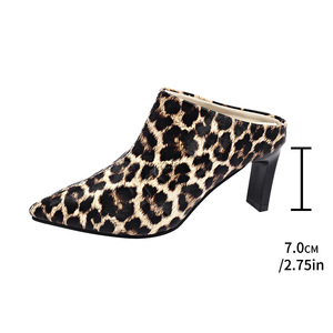 European American <b>Leopard</b> Print Thick Heel Sexy Toe <b>Slippers</b> Autumn New Arrival Pointed Toe High Heel <b>Slippers</b> for Women - Product Image 6