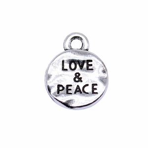 Amuleto con Inscripción de Amor y Paz, 10x10mm, Aleación de Zinc Plateada Antigua, para Joyería de Recuerdo de <span class=keywords><strong>Amistad</strong></span> - Product Image 3
