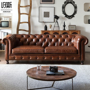 Canapé Chesterfield en cuir huilé <span class=keywords><strong>vintage</strong></span>, capitonné et vieilli, en cuir véritable pour salons et clubs - Product Image 6