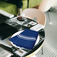 Vente en gros de fil de polyester filé MJS de qualité commerciale classique 12s, teint en fil, bleu roi, rayé style bistrot, fait main, réutilisable, 45x55cm