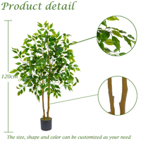 Bossion Vente en gros de petites plantes artificielles en plastique, faux ficus en pot, vertes, décoratives, arbre artificiel