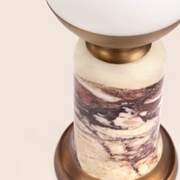 Lampe de table moderne en marbre naturel avec abat-jour en verre opale, base en laiton antique, lampe de chevet pour la décoration de la chambre