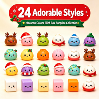 Calendrier de l'Avent pour Enfants Noël 24 Jours Boîte Surprise Matériau TPR Jouet Anti-Stress Mochi Squishy pour Enfants de 2 à 14 Ans