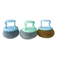 Éponge à récurer Sunshine Kitchen avec fil en acier inoxydable PET et boule en métal cuivre durable, forme de boule, poignées en laine pour casseroles