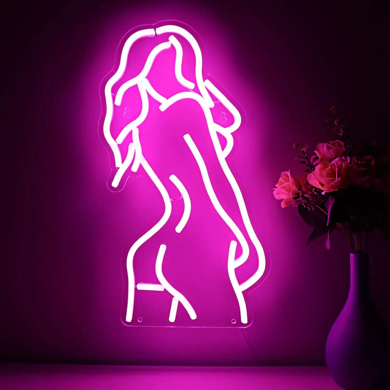 Bar Sexy Blanc Rose Femme Corps Enseigne Au Néon Pour Décoration Murale