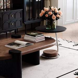 Mesa de Centro Ovalada de Madera Maciza Wanjulai, Muebles de Sala de Estar Modernos y Minimalistas Hechos a Mano - Product Image 4