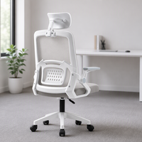 Chaise de bureau ergonomique moderne en maille, dossier haut, pivotante, avec appuie-tête et accoudoirs réglables, structure en plastique et base en fer, pour la maison