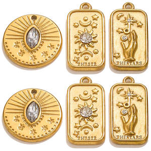 Ciondolo di gioielli in acciaio inossidabile con strass fai da te creazione di gioielli con motivo a forma di luna di tarocchi - Product Image 2