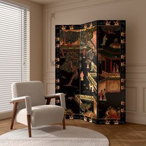 Biombo Plegable de Madera Maciza con Acabado Lacado, 240x183 cm, Estilo Vintage, para Sala de Estar, Dormitorio, Oficina, Hotel, Entrada - Product Image 2