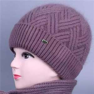 Gorro de punto de invierno para mujer, forrado de algodón y lana, cálido, color morado, para usar en invierno. - Product Image 4