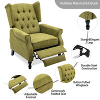 Fauteuil inclinable individuel moderne pour salon avec dossier réglable, revêtement en tissu vert et structure métallique pour la maison, couleur personnalisable