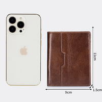 Dompet Lipat Dua Kulit Asli Pria, Dompet Lipat Dua Kulit Asli, Dompet Saku Depan Minimalis Pemblokir RFID untuk Pria-Tipis & Bergaya