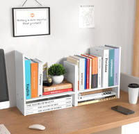 Vente flash, étagère de bureau multi-niveaux en bois blanc pratique et bon marché, petit organisateur de livres de bureau