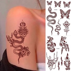 Autocollants de <span class=keywords><strong>tatouage</strong></span> en henné brun imperméables, motifs <span class=keywords><strong>dentelle</strong></span>, fournitures pour femmes, style indien, accessoires de <span class=keywords><strong>tatouage</strong></span> pour les mains - Product Image 2