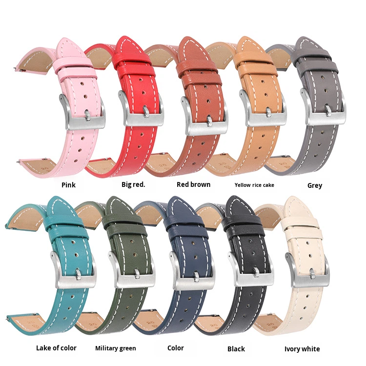 Lionorm Plain Top Grain Leather Watch Strap 20mm 22mm Quick Release Soft Thin Replacement watch band for Most Watch Models