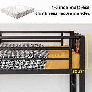 Litera <span class=keywords><strong>Twin</strong></span> Over <span class=keywords><strong>Twin</strong></span> con escalera y tablero de MDF Literas gemelas con 2 cajones de almacenamiento Ahorro de espacio Sin ruido Negro - Product Image 4
