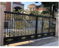 Porte en aluminium à battants de villa, style classique européen de luxe, en alliage d'aluminium, clôture en acier inoxydable, treillis et portails